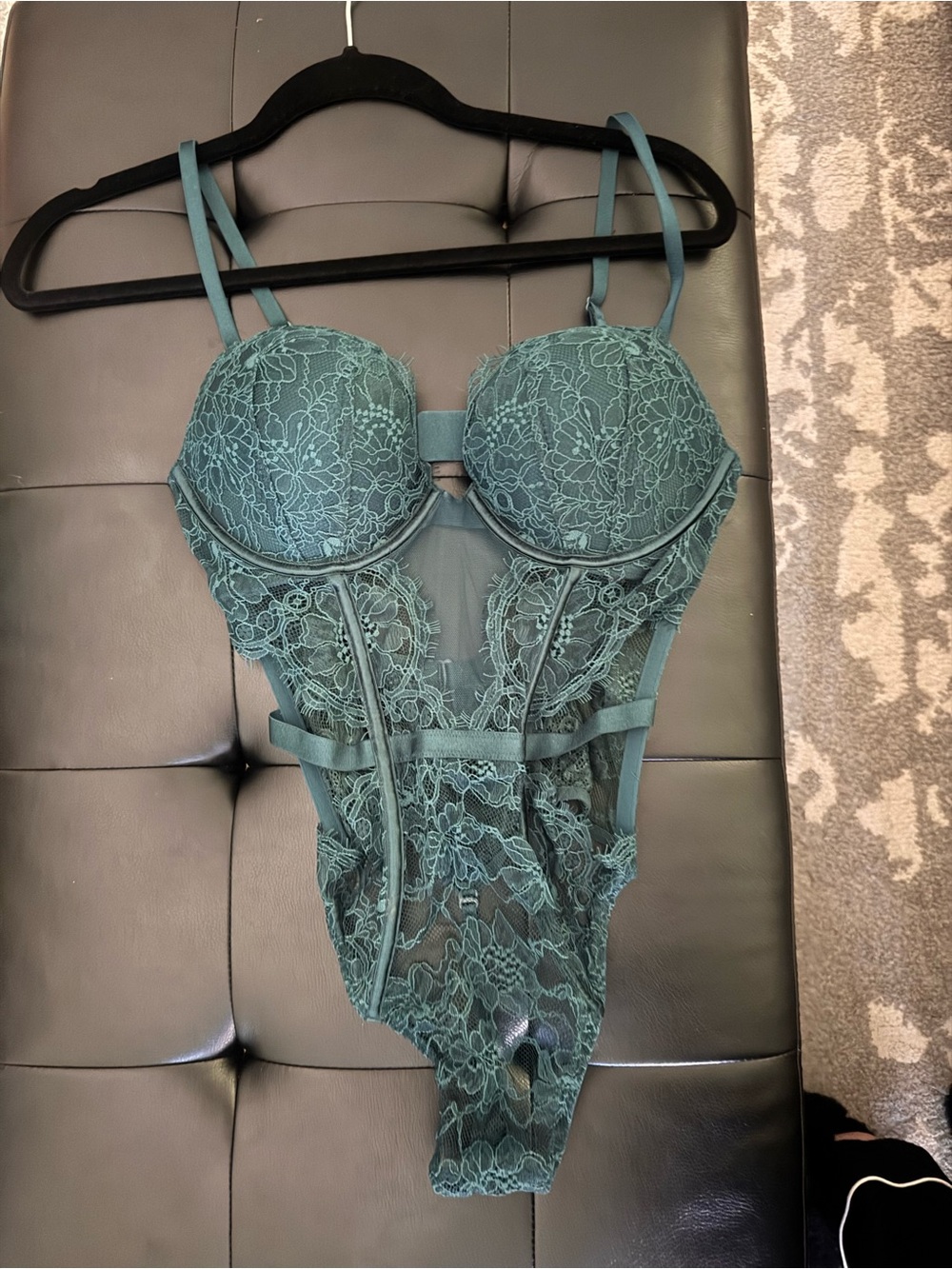 Victoria's Secret Teal Lace Underwire Teddy Bodysuit